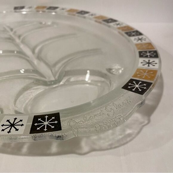 Mid Century MCM Inland Glass Atomic Starburst Pattern Meat Serving Platt… - Picture 3 of 6